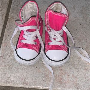 Converse hot pink toddler high tops